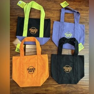 Trader Joes 4 Mini Halloween Tote Bags Bundle of 4 Bags